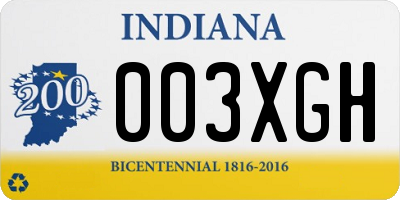IN license plate 003XGH