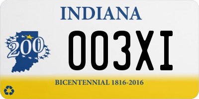 IN license plate 003XI