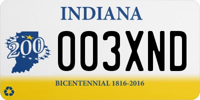 IN license plate 003XND