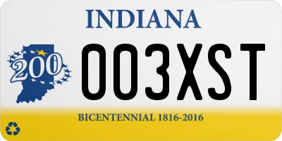 IN license plate 003XST