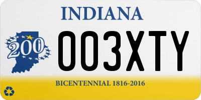 IN license plate 003XTY