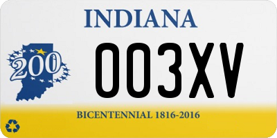 IN license plate 003XV