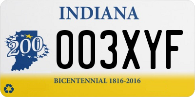 IN license plate 003XYF