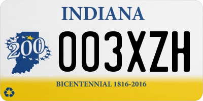 IN license plate 003XZH