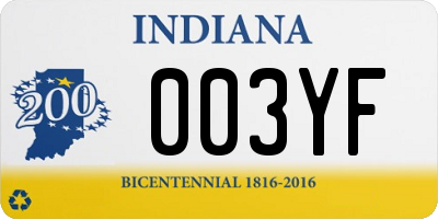 IN license plate 003YF