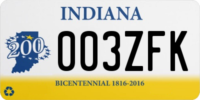 IN license plate 003ZFK