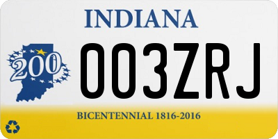 IN license plate 003ZRJ