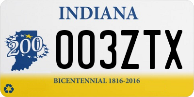 IN license plate 003ZTX