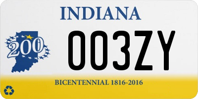 IN license plate 003ZY