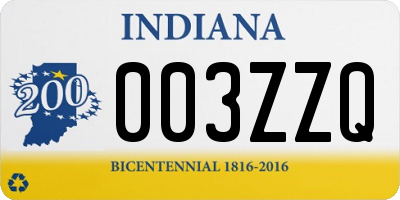 IN license plate 003ZZQ