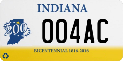 IN license plate 004AC