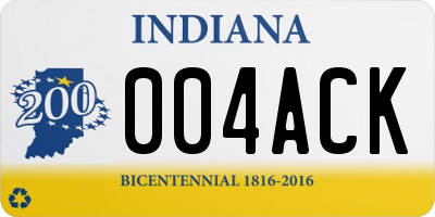 IN license plate 004ACK