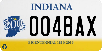 IN license plate 004BAX