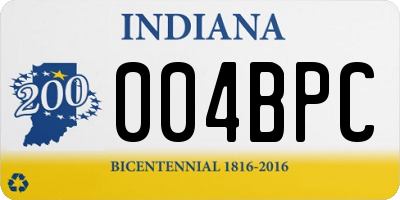 IN license plate 004BPC