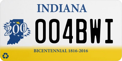 IN license plate 004BWI