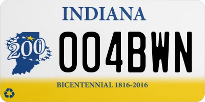 IN license plate 004BWN