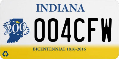 IN license plate 004CFW