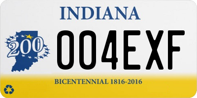 IN license plate 004EXF