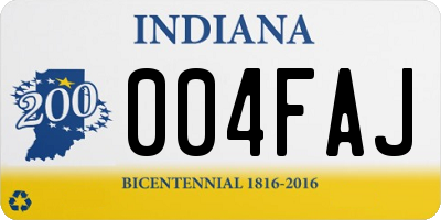 IN license plate 004FAJ