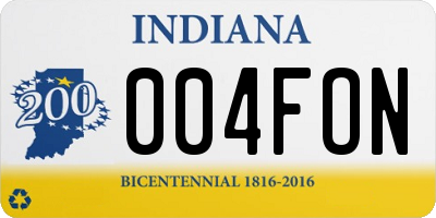 IN license plate 004FON