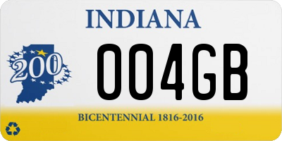 IN license plate 004GB