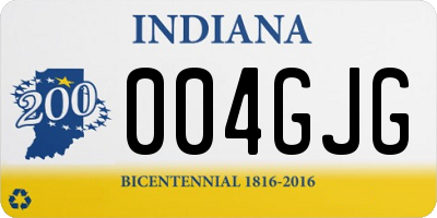 IN license plate 004GJG