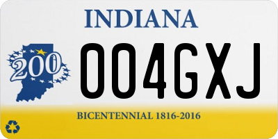 IN license plate 004GXJ