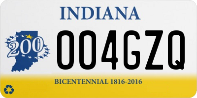 IN license plate 004GZQ