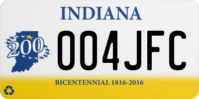 IN license plate 004JFC