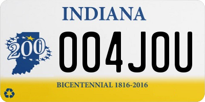 IN license plate 004JOU