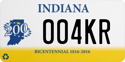 IN license plate 004KR