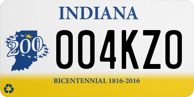 IN license plate 004KZO