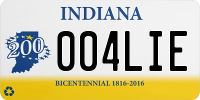 IN license plate 004LIE