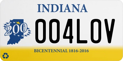 IN license plate 004LOV