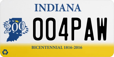 IN license plate 004PAW