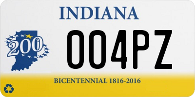 IN license plate 004PZ