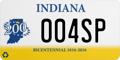 IN license plate 004SP