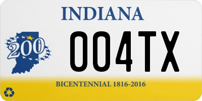 IN license plate 004TX