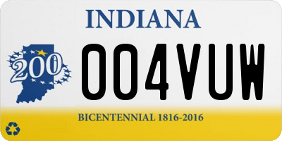 IN license plate 004VUW