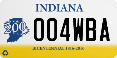 IN license plate 004WBA