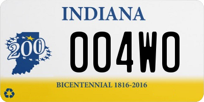 IN license plate 004WO