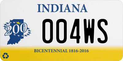 IN license plate 004WS