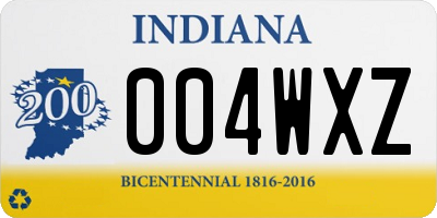 IN license plate 004WXZ