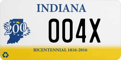 IN license plate 004X