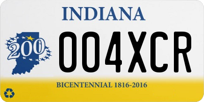 IN license plate 004XCR