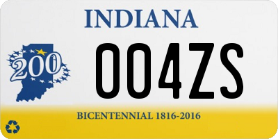 IN license plate 004ZS