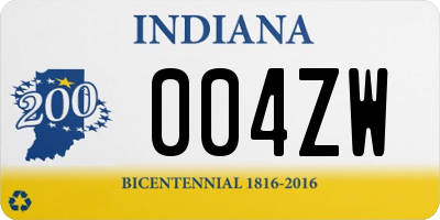 IN license plate 004ZW