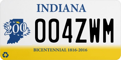 IN license plate 004ZWM