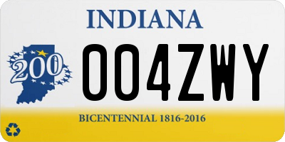 IN license plate 004ZWY