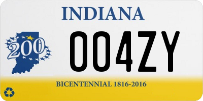 IN license plate 004ZY